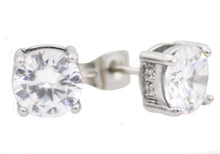 Load image into Gallery viewer, Mens 8mm Stainless Steel Earrings With Cubic Zirconia - Blackjack Jewelry