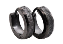 Load image into Gallery viewer, Mens Black Sandblasted Stainless Steel Earrings - Blackjack Jewelry