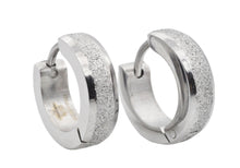 Load image into Gallery viewer, Mens 14mm Sandblasted Stainless Steel Hoop Earrings - Blackjack Jewelry