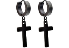 Load image into Gallery viewer, Blackjack Men's Black Stainless Steel Cross Earrings - Blackjack Jewelry