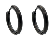 Load image into Gallery viewer, Mens 17mm Black Plated Stainless Steel Hoop Earrings - Blackjack Jewelry