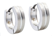 Load image into Gallery viewer, Mens 14mm Stainless Steel Divoted Hoop Earrings - Blackjack Jewelry