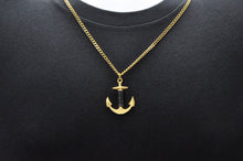 Load image into Gallery viewer, Mens Gold Stainless Steel Anchor Pendant - Blackjack Jewelry