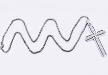 Load image into Gallery viewer, Mens Stainless Steel Cross Pendant With Cubic Zirconia - Blackjack Jewelry