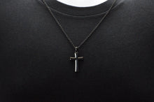 Load image into Gallery viewer, Mens Black Stainless Steel Cross Pendant Necklace - Blackjack Jewelry
