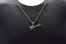 Load image into Gallery viewer, Mens Stainless Steel Skull Guitar Pendant Necklace With Cubic Zirconia