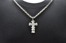 Load image into Gallery viewer, Mens Stainless Steel Cross Pendant With Cubic Zirconia