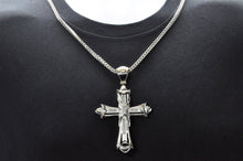 Load image into Gallery viewer, Mens Stainless Steel Cross Pendant With Black Cubic Zirconia