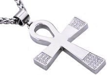 Load image into Gallery viewer, Mens Stainless Steel Ankh Cross Pendant With Cubic Zirconia - Blackjack Jewelry