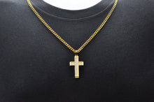 Load image into Gallery viewer, Mens Gold Stainless Steel Cross Pendant With Cubic Zirconia