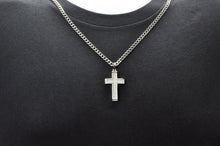 Load image into Gallery viewer, Mens Stainless Steel Cross Pendant With Cubic Zirconia