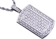 Load image into Gallery viewer, Mens Stainless Steel Dog Tag Pendant With Cubic Zirconia - Blackjack Jewelry
