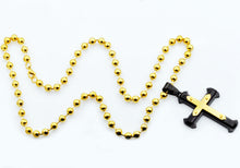 Load image into Gallery viewer, Mens Black And Gold Plated Stainless Steel Cross Pendant Neclace - Blackjack Jewelry