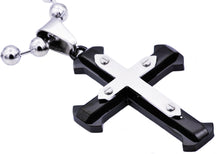 Load image into Gallery viewer, Mens Black Stainless Steel Cross Pendant - Blackjack Jewelry