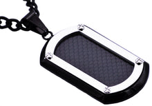 Load image into Gallery viewer, Mens Stainless Steel Dog Tag Pendant With Carbon Fiber - Blackjack Jewelry
