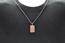 Load image into Gallery viewer, Mens Stainless Steel Red Lace Agate Dog Tag Pendant - Blackjack Jewelry