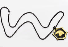 Load image into Gallery viewer, Mens Black And Gold Stainless Steel Eagle Pendant Necklace - Blackjack Jewelry