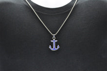 Load image into Gallery viewer, Mens Blue Stainless Steel Anchor Pendant - Blackjack Jewelry
