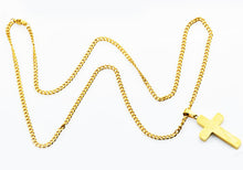 Load image into Gallery viewer, Mens Gold Stainless Steel Cross Pendant - Blackjack Jewelry
