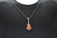 Load image into Gallery viewer, Mens Wood Inlaid Stainless Steel Guitar Pendant - Blackjack Jewelry