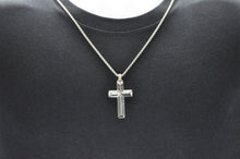 Load image into Gallery viewer, Mens Carbon Fiber Stainless Steel Cross Pendant - Blackjack Jewelry