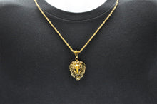 Load image into Gallery viewer, Mens Gold Stainless Steel Lion&#39;s Head Pendant - Blackjack Jewelry
