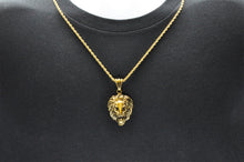 Load image into Gallery viewer, Mens Gold Stainless Steel Lion's Head Pendant - Blackjack Jewelry