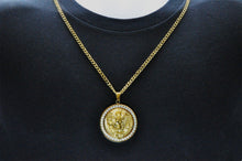 Load image into Gallery viewer, Mens Gold Stainless Steel Lion Pendant With Cubic Zirconia - Blackjack Jewelry