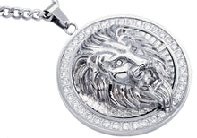 Load image into Gallery viewer, Mens Stainless Steel Lion Pendant With Cubic Zirconia - Blackjack Jewelry