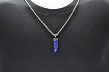Load image into Gallery viewer, Mens Genuine Lapis Lazuli Stainless Steel Horn Pendant - Blackjack Jewelry