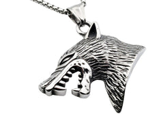 Load image into Gallery viewer, Mens Stainless Steel Wolf Pendant - Blackjack Jewelry
