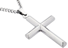 Load image into Gallery viewer, Mens Stainless Steel Cross Pendant With 24" Curb Chain - Blackjack Jewelry