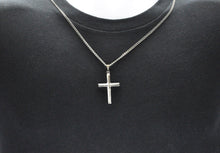 Load image into Gallery viewer, Mens Stainless Steel Cross Pendant With 24" Curb Chain - Blackjack Jewelry