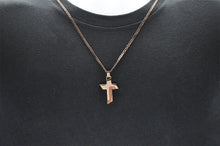 Load image into Gallery viewer, Mens Wood And Chocolate Stainless Steel Cross Pendant - Blackjack Jewelry