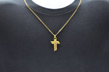 Load image into Gallery viewer, Mens Gold Wood And Stainless Steel Cross Pendant - Blackjack Jewelry
