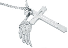Load image into Gallery viewer, Mens Stainless Steel Cross Pendant With 24" Curb Chain - Blackjack Jewelry