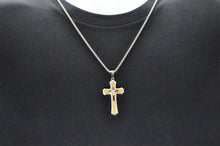 Load image into Gallery viewer, Mens Gold Plated Stainless Steel Cross Pendant Necklace - Blackjack Jewelry
