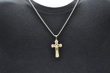 Load image into Gallery viewer, Mens Gold Plated Stainless Steel Cross Pendant Necklace - Blackjack Jewelry