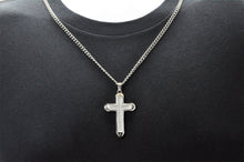 Load image into Gallery viewer, Mens Stainless Steel Cross Pendant Necklace With Cubic Zirconia
