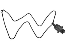 Load image into Gallery viewer, Mens Black Stainless Steel Hamsa Pendant Necklace - Blackjack Jewelry