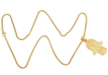 Load image into Gallery viewer, Mens Gold Stainless Steel Hamsa Pendant Necklace - Blackjack Jewelry
