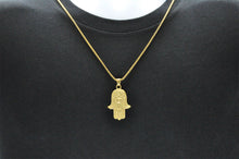 Load image into Gallery viewer, Mens Gold Stainless Steel Hamsa Pendant Necklace - Blackjack Jewelry