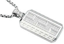 Load image into Gallery viewer, Mens Stainless Steel Greek Key CZ Dog Tag Pendant Necklace With 24" Round Box Chain - Blackjack Jewelry