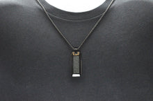 Load image into Gallery viewer, Mens Black Stainless Steel CZ Dog Tag Pendant Necklace With 24" Round Box Chain - Blackjack Jewelry