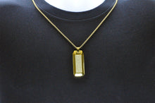 Load image into Gallery viewer, Mens Gold Plated Stainless Steel CZ Dog Tag Pendant Necklace With 24" Round Box Chain - Blackjack Jewelry