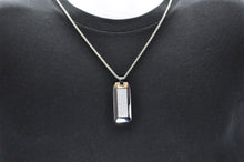 Load image into Gallery viewer, Mens Stainless Steel CZ Dog Tag Pendant Necklace With 24" Round Box Chain - Blackjack Jewelry