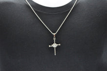 Load image into Gallery viewer, Mens Stainless Steel Nail Cross Pendant With Cubic Zirconia and 24" Rope Chain - Blackjack Jewelry