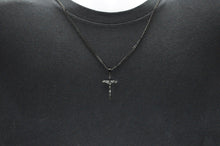 Load image into Gallery viewer, Mens Black Stainless Steel Crucifix Cross Pendant With 24" Curb Chain - Blackjack Jewelry