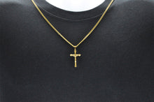 Load image into Gallery viewer, Mens Gold Stainless Steel Crucifix Cross Pendant With 24" Curb Chain - Blackjack Jewelry