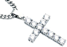 Load image into Gallery viewer, Mens Stainless Steel Cross Pendant With Cubic Zirconia Embedded - Blackjack Jewelry